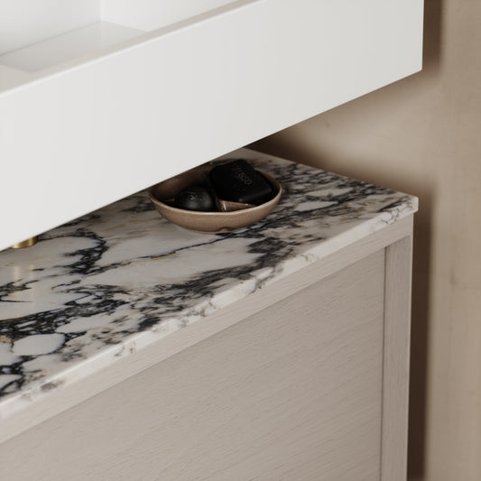 Palermo Velvet Beige Vanity Unit 800mm