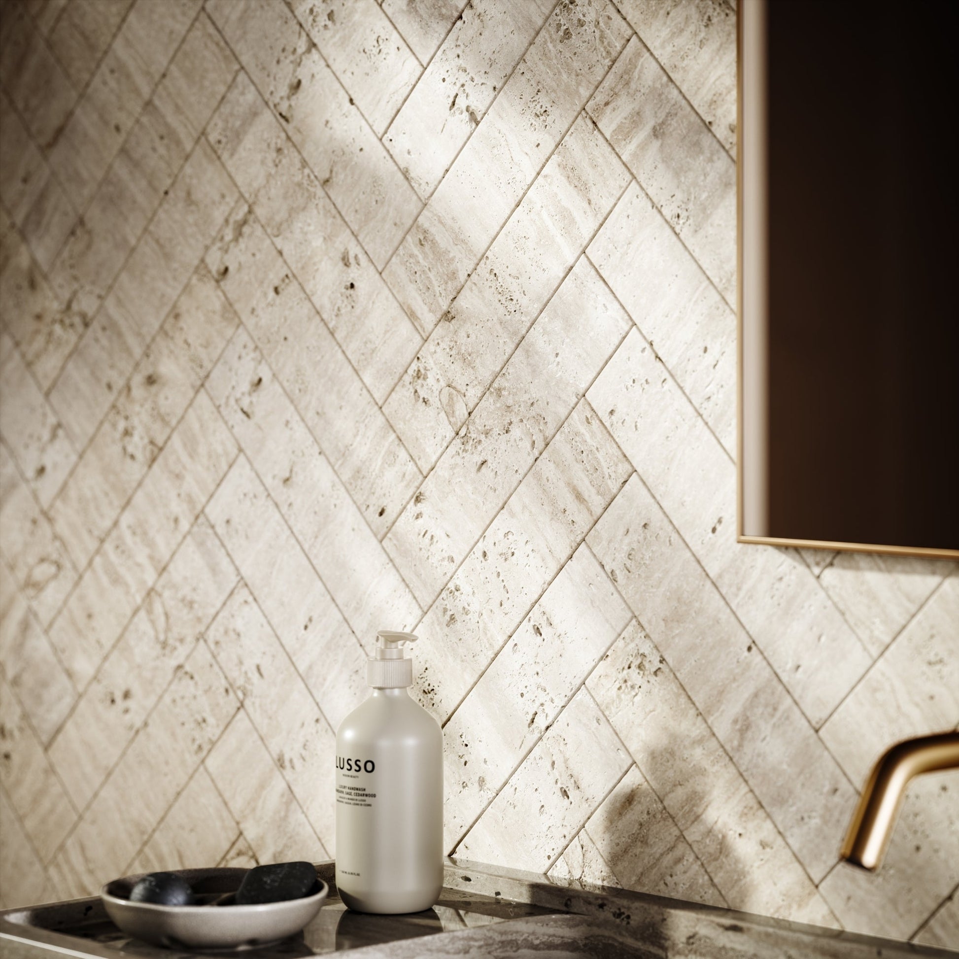 Palma Antique Travertine Stone Wall and Floor Brick Tile