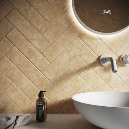 Palma Apricot Bliss Matte Porcelain Brick Wall Tile