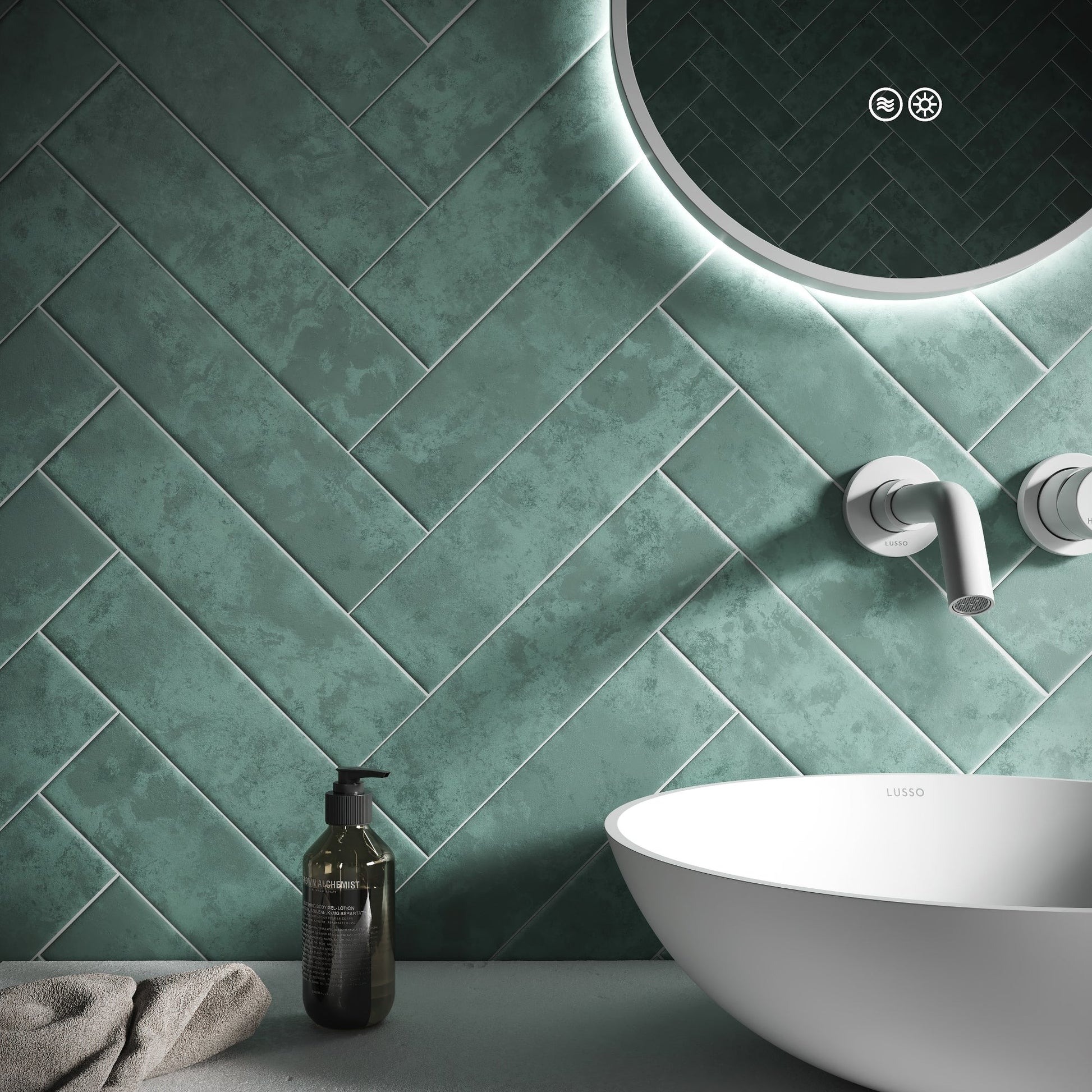 Palma Gentle Teal Matte Porcelain Brick Wall Tile