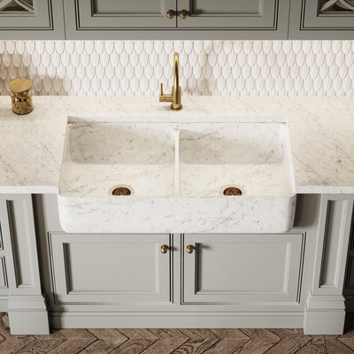 Palmetto Carrara Belfast Marble Polished Kitchen Sink 1000mm