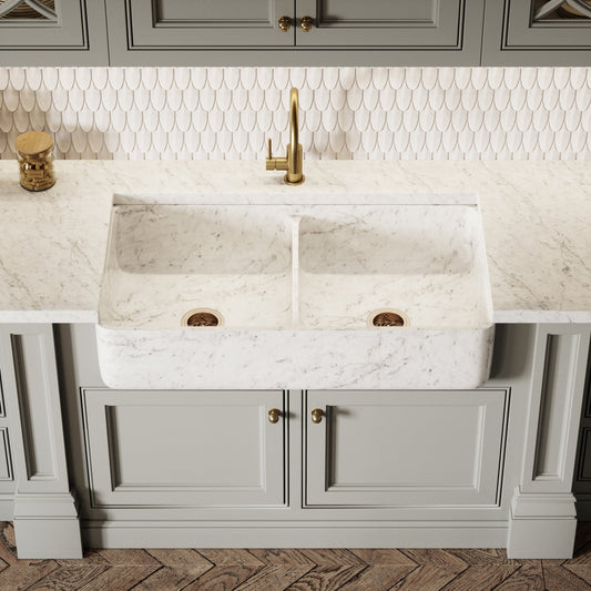 Palmetto Carrara Belfast Marble Polished Kitchen Sink 1000mm