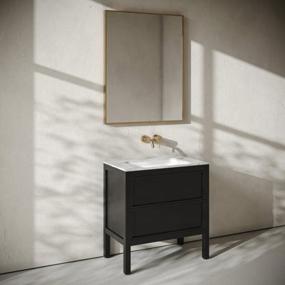 Pelham Bathroom Vanity Unit Black with Carrara Marble 800mm