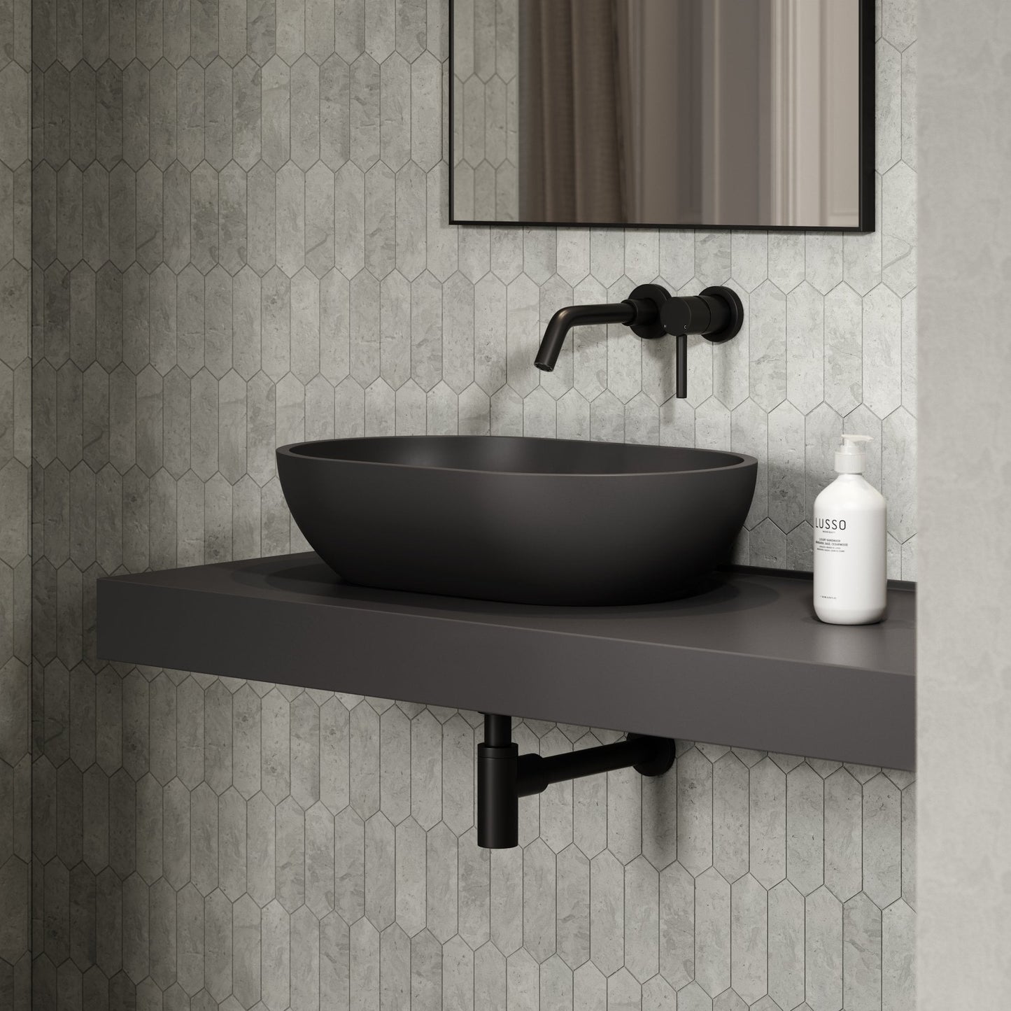 Picasso Charcoal Countertop Stone Basin 580mm