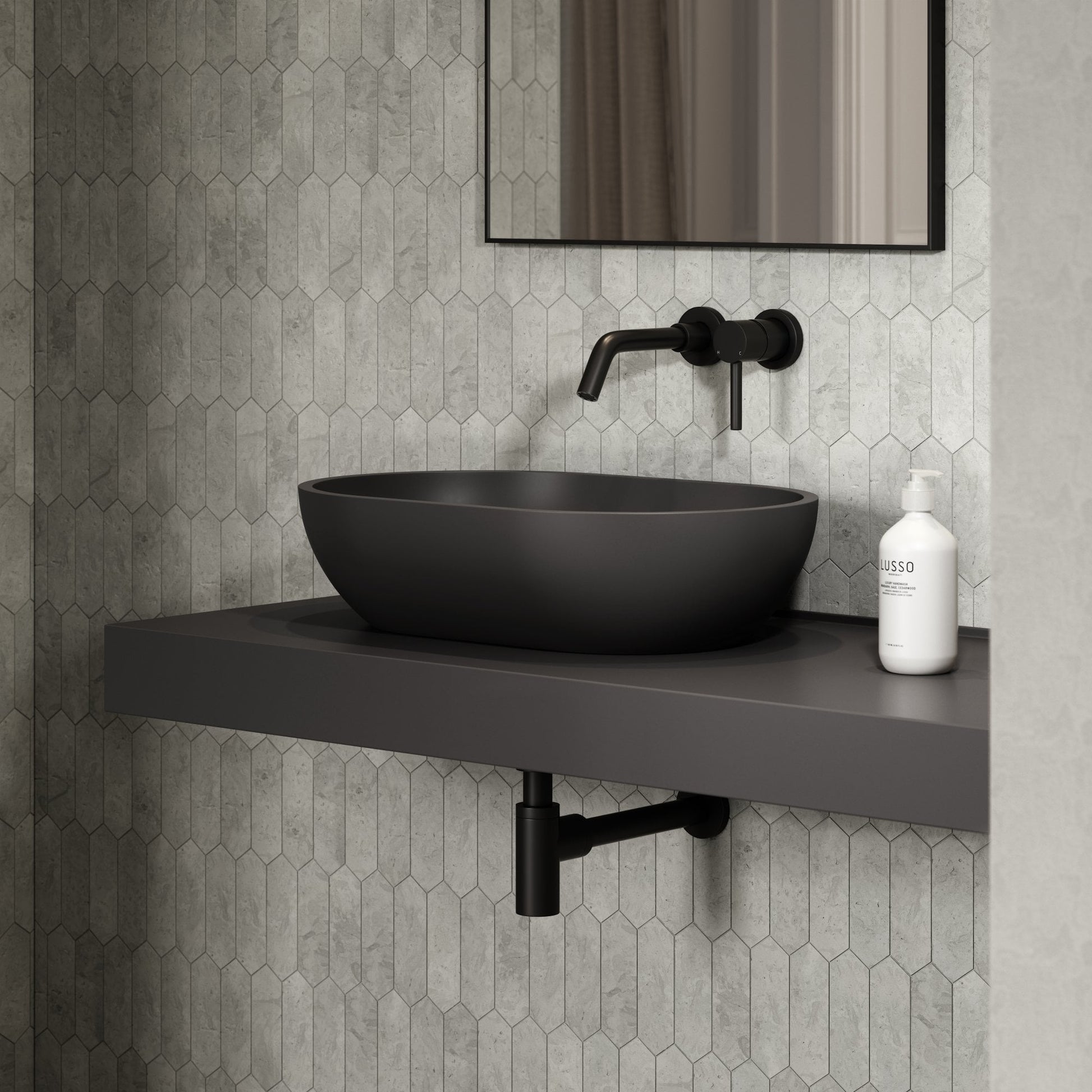 Picasso Charcoal Countertop Stone Basin 580mm