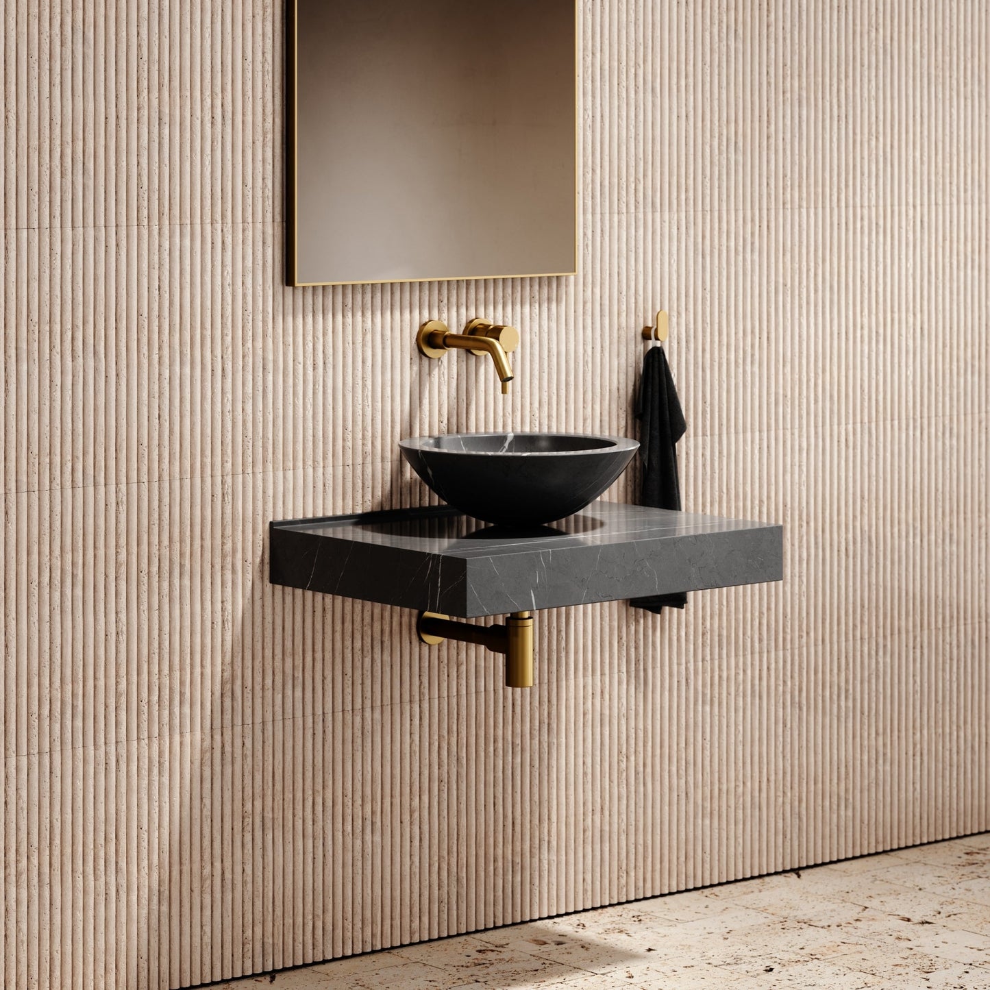 Pietra Grey Marble Countertop Basin Shelf 660mm