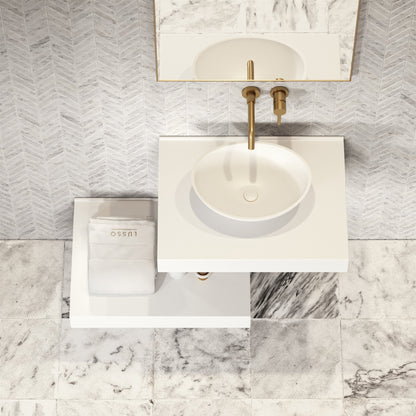 Stone Wall Hung Countertop Basin Shelf (660mm Wide - Matte/Polished White)
