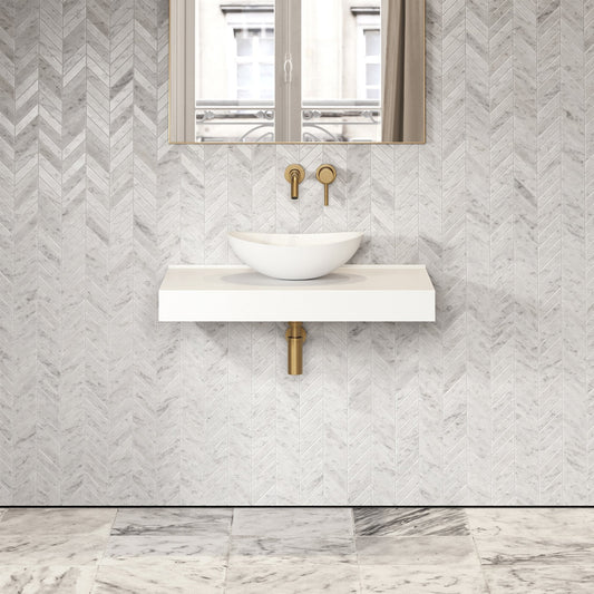 Stone Wall Hung Countertop Basin Shelf (800mm Wide - Matte/Polished White)