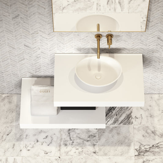 Stone Wall Hung Countertop Basin Shelf (800mm Wide - Matte/Polished White)