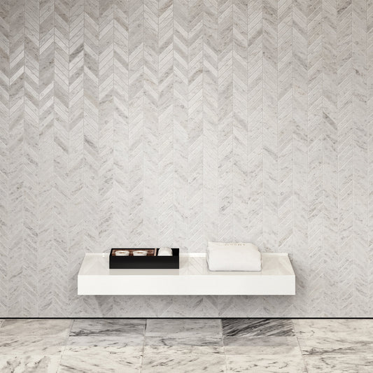 Stone Wall Hung Towel Shelf (1000mm Wide - Matte/Polished White)