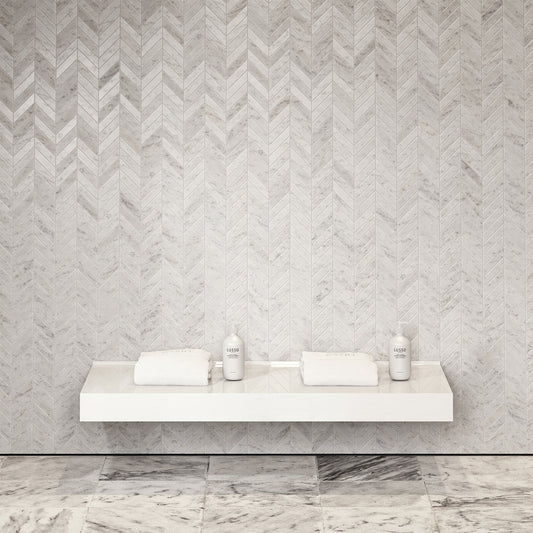 Stone Wall Hung Towel Shelf (1400mm Wide - Matte/Polished White)