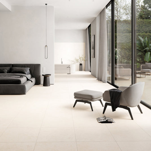 Porcini Crema Natural Stone Porcelain Wall or Floor Tile 600 x 600mm