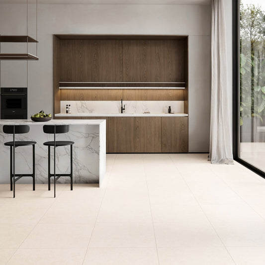 Porcini Crema Natural Stone Porcelain Wall or Floor Tile 600 x 600mm