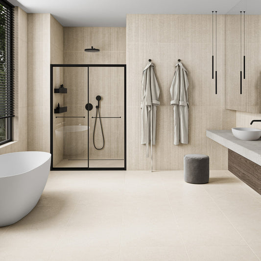 Porcini Crema Natural Stone Textured Porcelain Tile 1200 x 600 mm