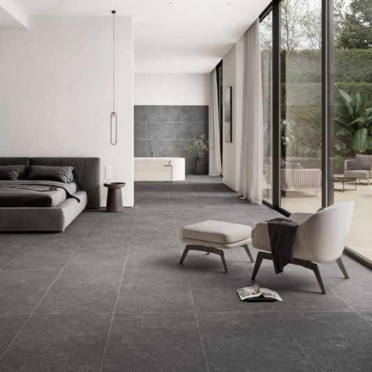 Porcini Nero Natural Stone Porcelain Tile 1200 x 600 mm
