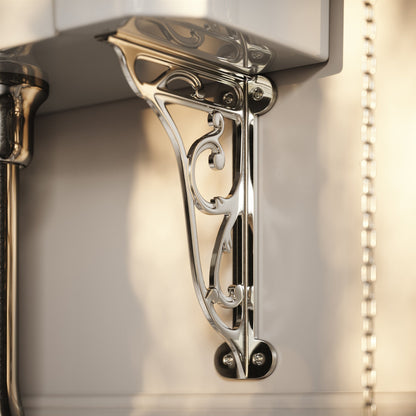 Portland High Level Traditional Toilet with Solid Oak Matte Black seat (Chrome Fittings)