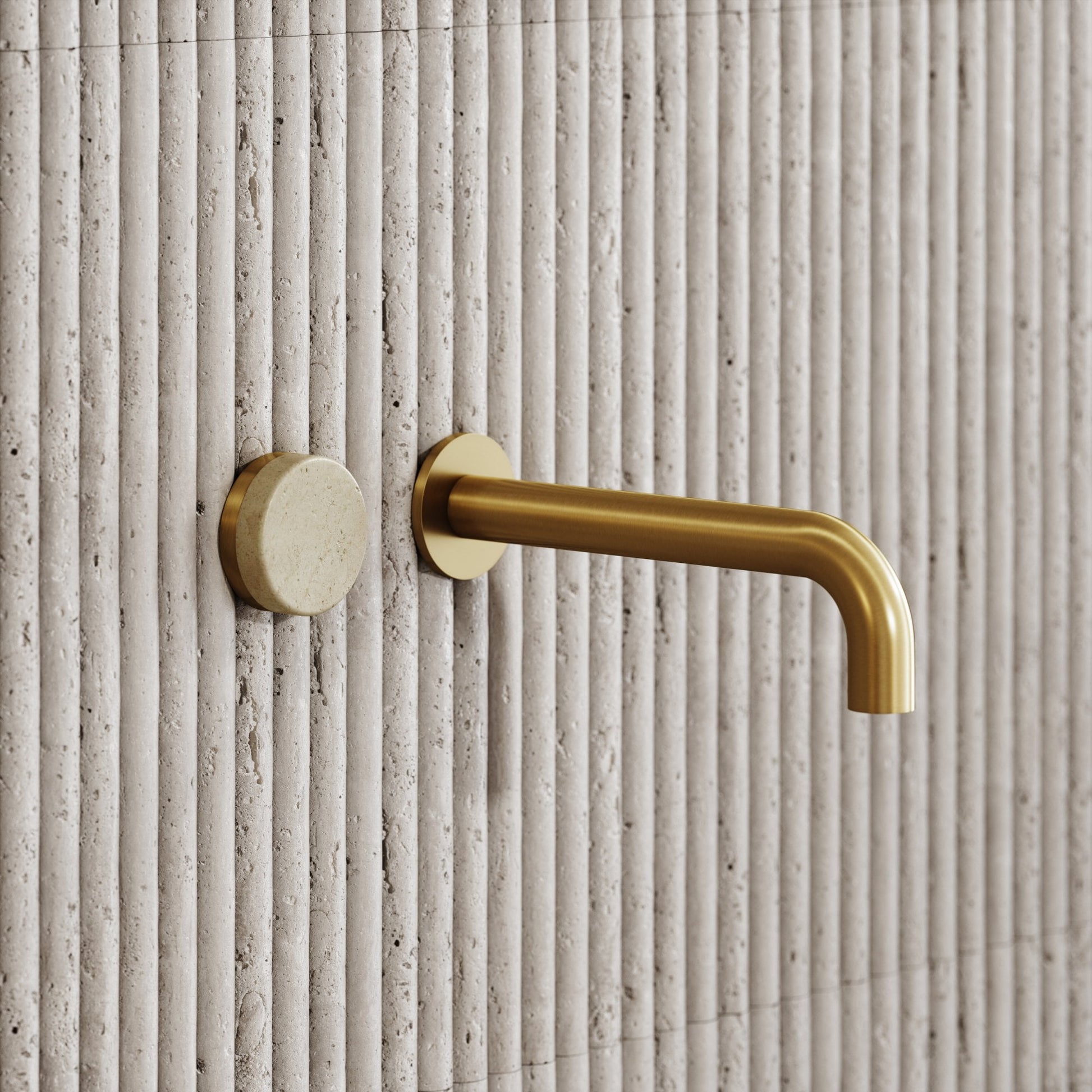 Porto Wall Mounted Basin Mixer Tap (Brushed Gold & Crema Marfil Marble)