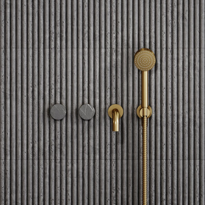 Porto Wall Mounted Bath Filler (Brushed Gold & Pietra Grey Marble)