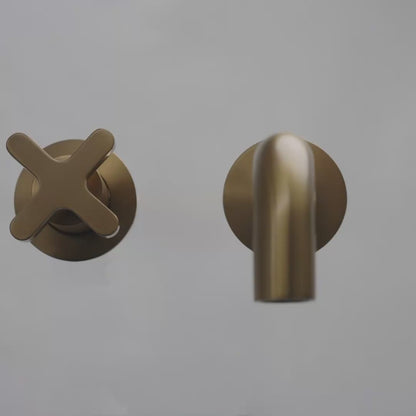 Regal Brushed Gold Crosshead Wall mounted Basin Mixer Tap