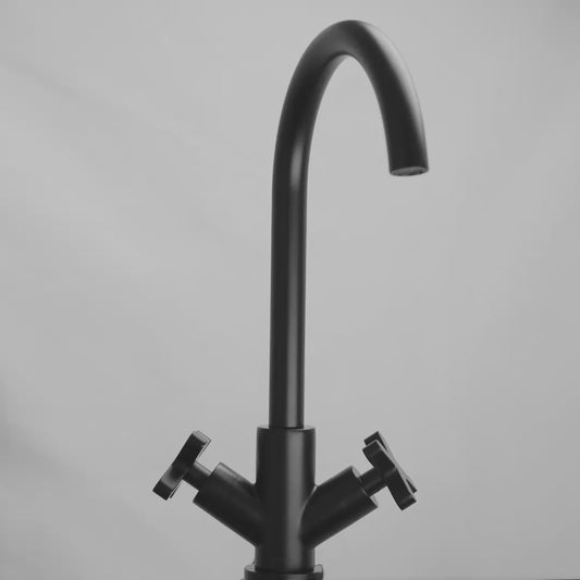 Regal Matte Black Crosshead Kitchen Mixer Tap