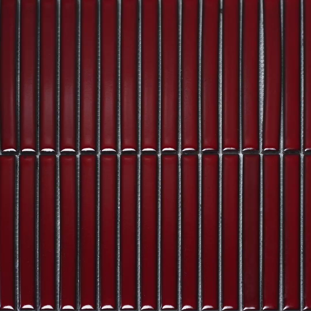 Linear Mosaic Ruby Spark Red Glazed Porcelain Wall Tile 293 x 313mm