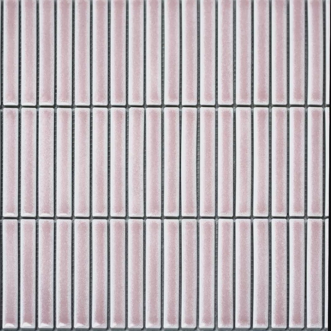 Stick Mosaic Blush Rose Pink Glazed Porcelain Wall Tile 282 x 294mm