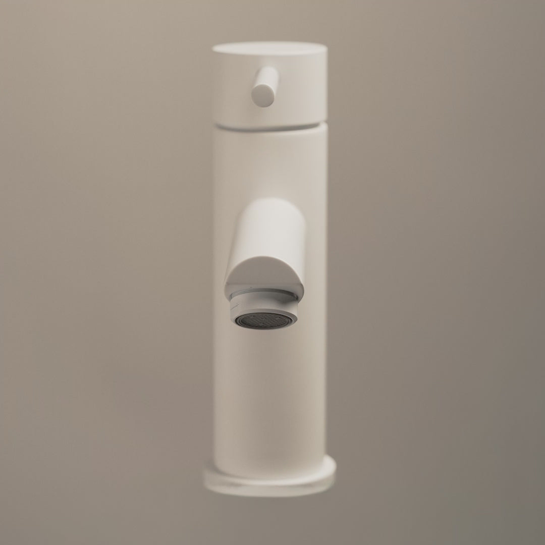Luxe Monobloc Silk Matte White Basin Mixer Tap