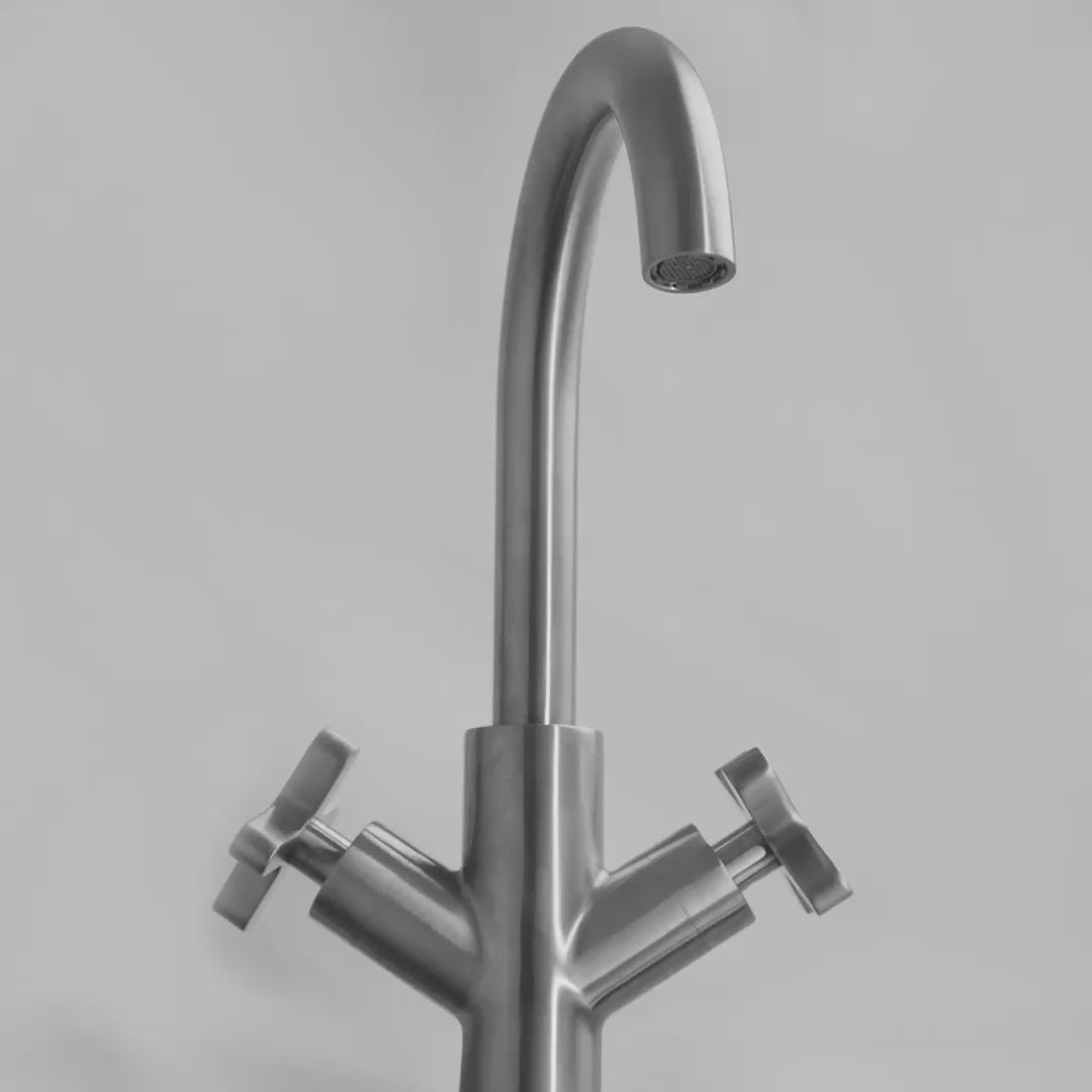 Regal Brushed Stainless Crosshead Basin Mixer Tap