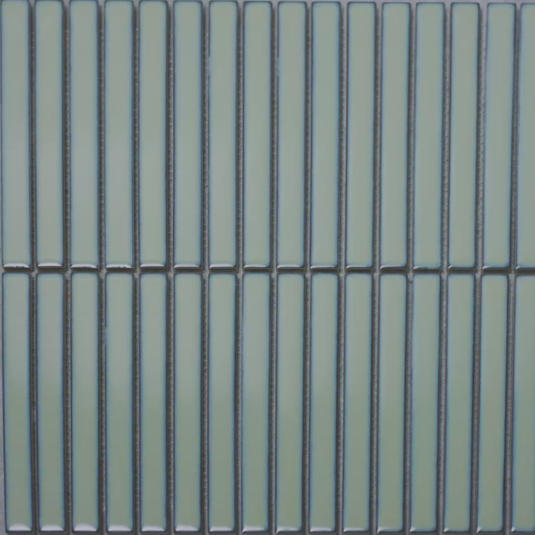 Linear Mosaic Olive Grove Green Glazed Porcelain Wall Tile 293 x 313mm