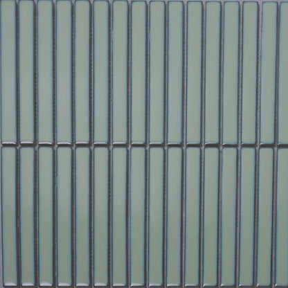 Linear Mosaic Olive Grove Green Glazed Porcelain Wall Tile 293 x 313mm