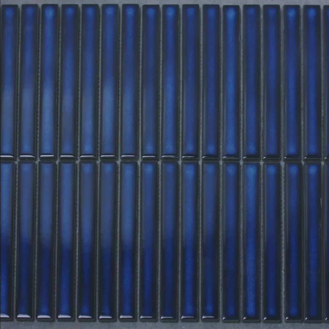 Linear Mosaic Sapphire Glow Blue Glazed Porcelain Wall Tile 293 x 313mm