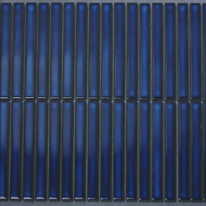 Linear Mosaic Sapphire Glow Blue Glazed Porcelain Wall Tile 293 x 313mm