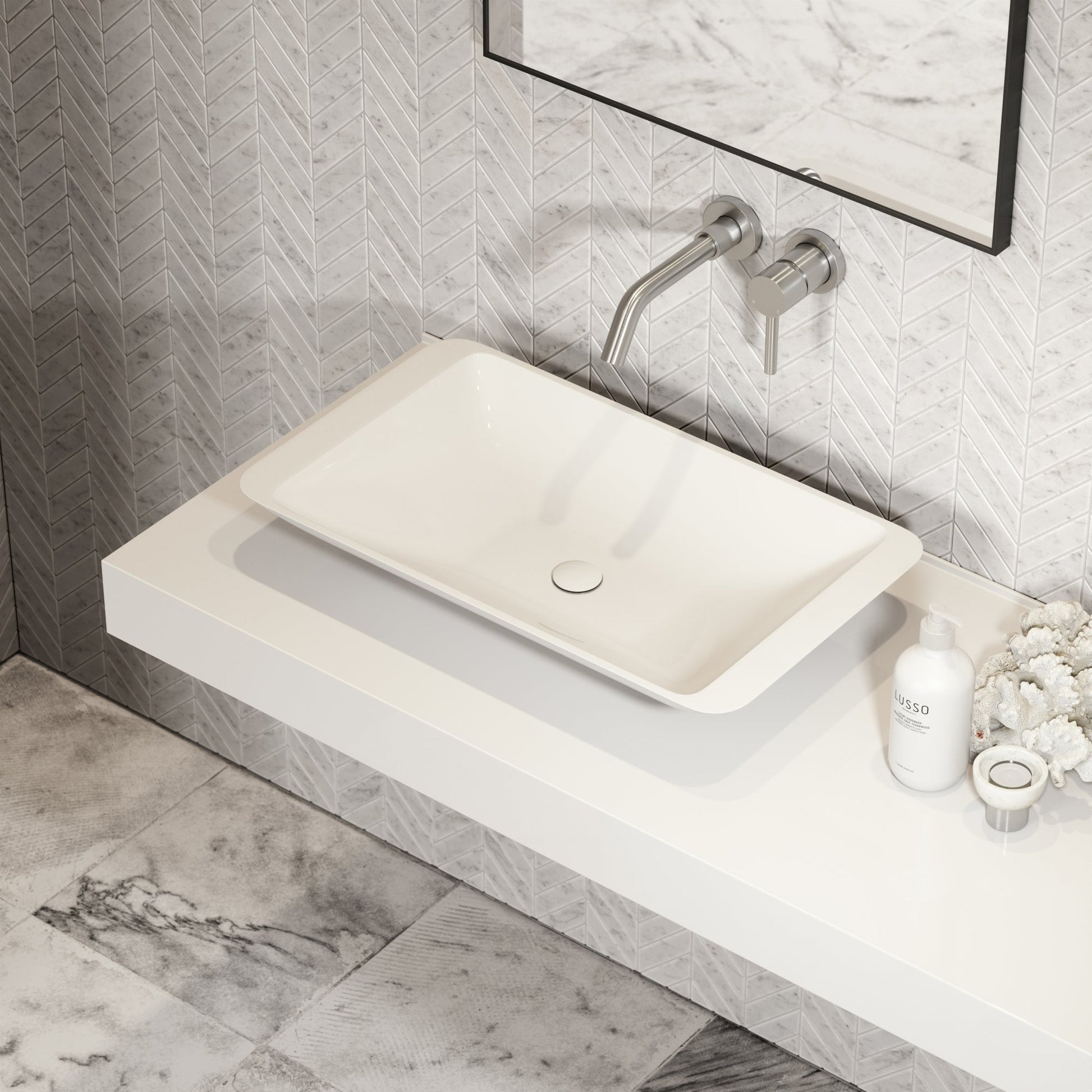 Quadrato Countertop Stone Basin 600mm