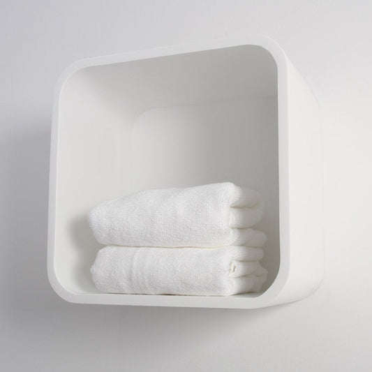 Qube Matte White Stone Curved Storage Box 300mm
