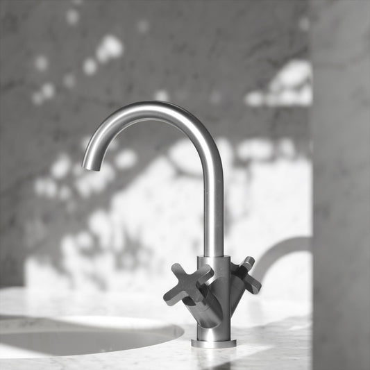 Regal Brushed Stainless Crosshead Basin Mixer Tap
