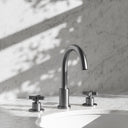 Regal Brushed Stainless Crosshead Deck Mounted 3-Hole Basin Mixer Tap