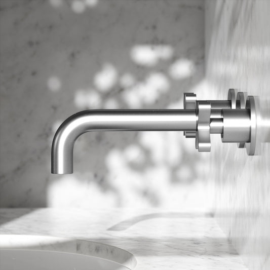 Regal Brushed Stainless Crosshead Wall mounted Basin Mixer Tap