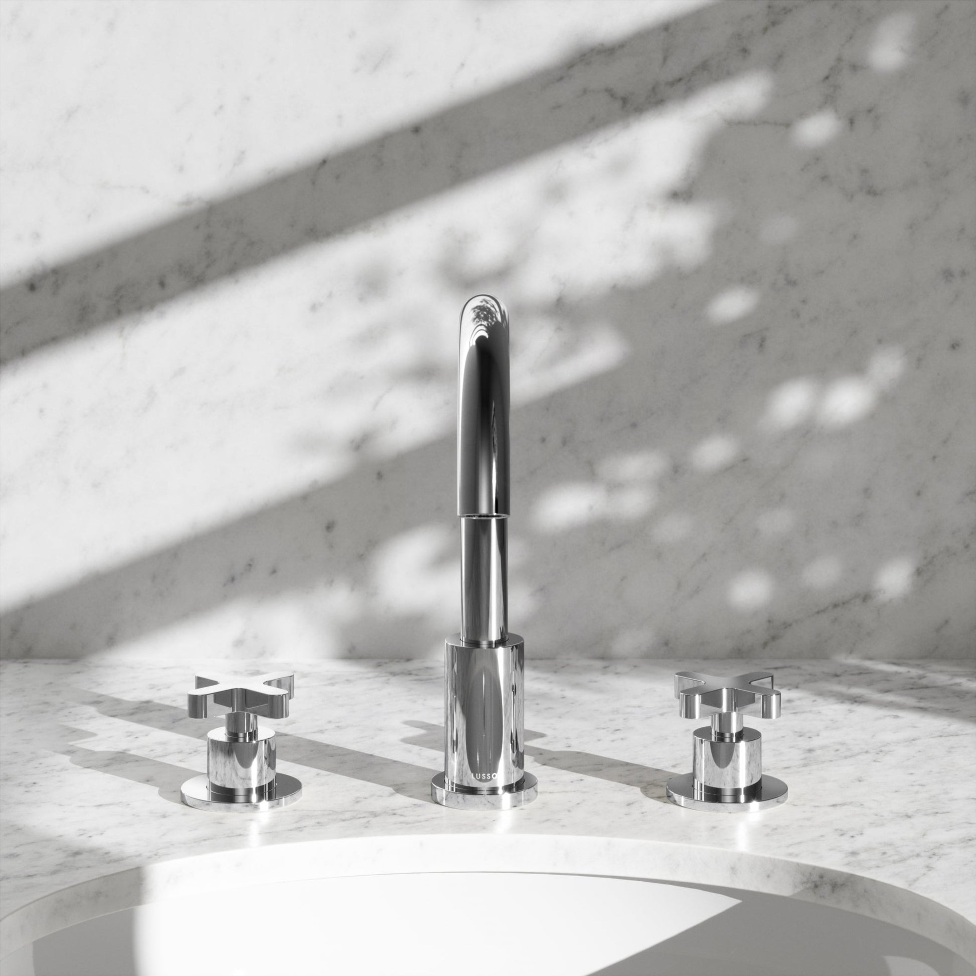 Regal Chrome Crosshead Deck Mounted 3-Hole Basin Mixer Tap
