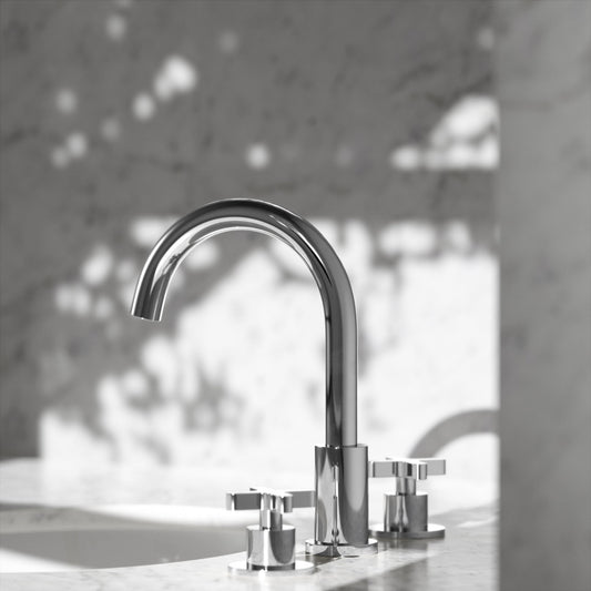 Regal Chrome Crosshead Deck Mounted 3-Hole Basin Mixer Tap
