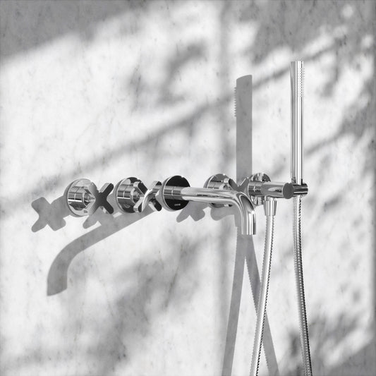 Regal Chrome Crosshead Wall Mounted Bath Shower Filler Tap