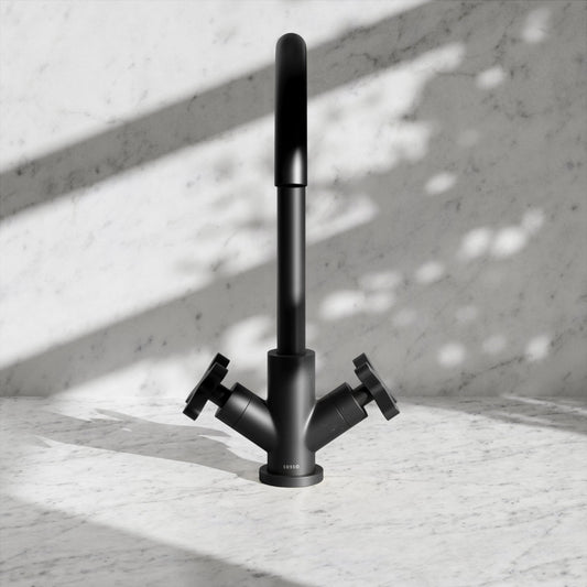 Regal Matte Black Crosshead Kitchen Mixer Tap