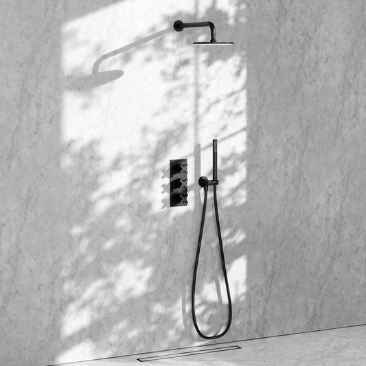 Regal Matte Black Crosshead Thermostatic 2-Way Mixer Shower System