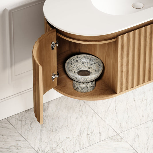 Regent Oak Curved Wall Hung Vanity Unit 1200mm