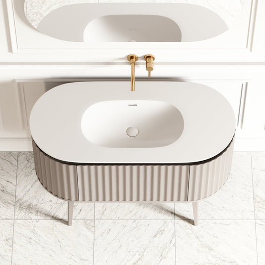 Regent Velvet Beige Curved Vanity Unit 1200mm