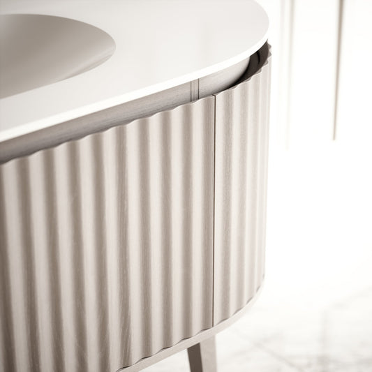 Regent Velvet Beige Curved Vanity Unit 1200mm