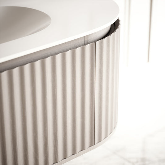 Regent Velvet Beige Curved Wall Hung Vanity Unit 1200mm