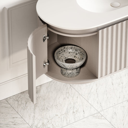 Regent Velvet Beige Curved Wall Hung Vanity Unit 1200mm