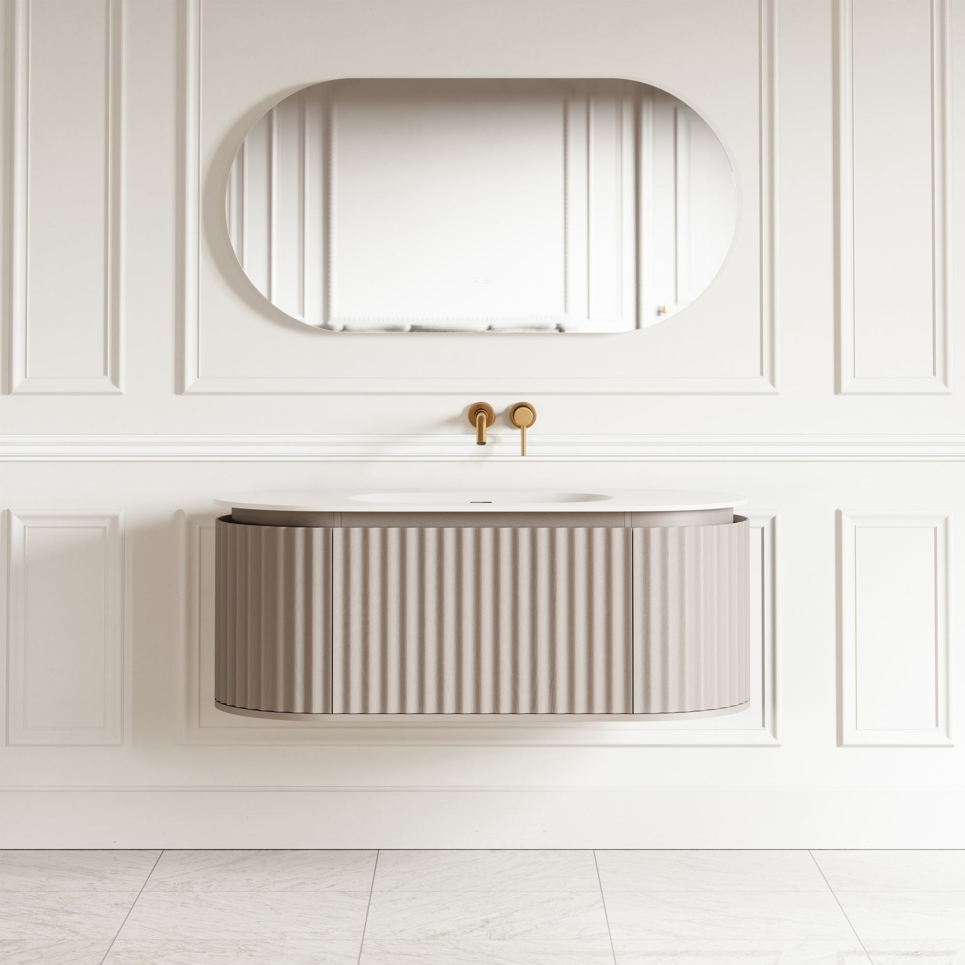 Regent Velvet Beige Curved Wall Hung Vanity Unit 1200mm