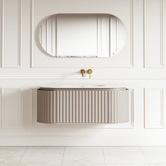 Regent Velvet Beige Curved Wall Hung Vanity Unit 1200mm
