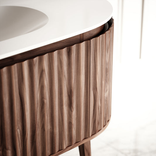Regent Walnut Curved Vanity Unit 1200mm